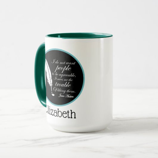 Jane Austen vereinbart Zitat Tasse (Vorderseite Links)