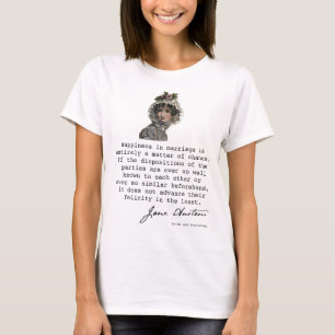 Jane Austen Vintage Modeplatte und Buchquote T-Shirt
