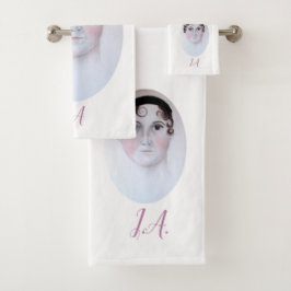 Jane Austen Watercolor Porträthandtücher Set. Badhandtuch Set