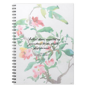 Jane Austen Watercolor-Rosen-Zitat-Notizbuch Notizblock