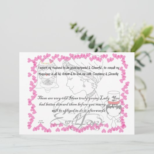 Jane Austen Wedding Einladung (Stehend Vorderseite)