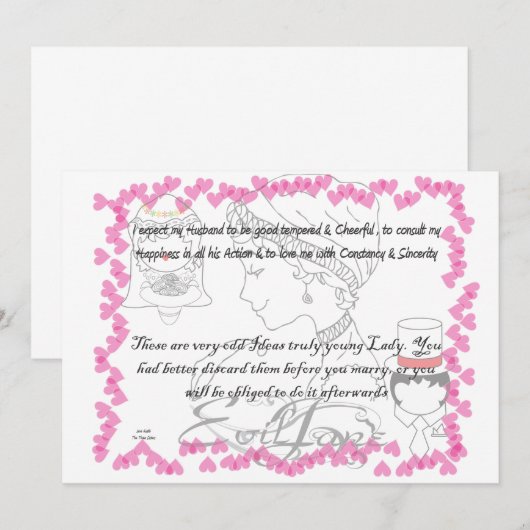 Jane Austen Wedding Einladung (Vorne/Hinten)