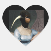Jane Austen with bird head Herz-Aufkleber (Vorderseite)