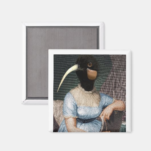 Jane Austen with bird head Magnet (Vorderseite/Rückseite)