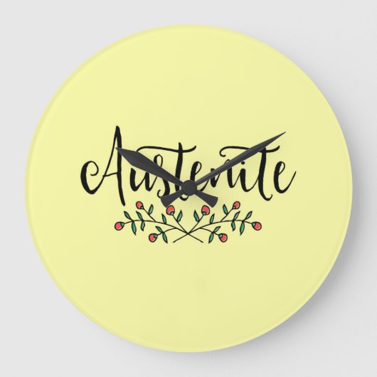 Jane Austen Yellow Floral Austenite Große Wanduhr (Vorderseite)
