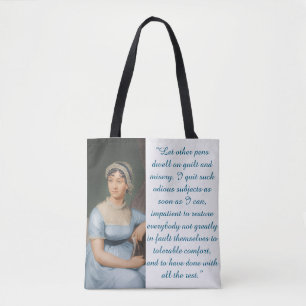 Jane Austen Zitat (Blau) Tasche