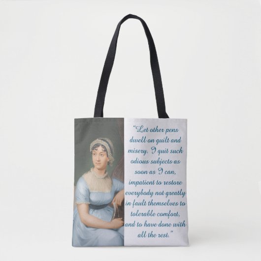 Jane Austen Zitat (Blau) Tasche (Vorderseite)