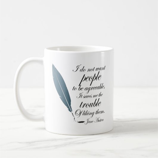 Jane Austen-Zitat-Geschenk Kaffeetasse (Links)