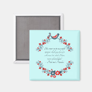 Jane Austen Zitat, Stolz und Vorurteil Floral  Magnet