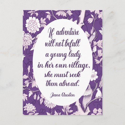 Jane Austen Zitat über Adventure Postcard Postkarte (Vorderseite)