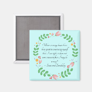 Jane Austen Zitat über Selbstvertrauen im Tulpenkr Magnet