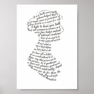 Jane-Austen-Zitate-Calligramm Poster