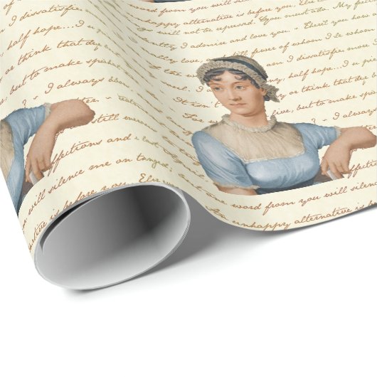 Jane Austen-Zitate und Porträt-Bild Geschenkpapier (Rolleneckpunkt)