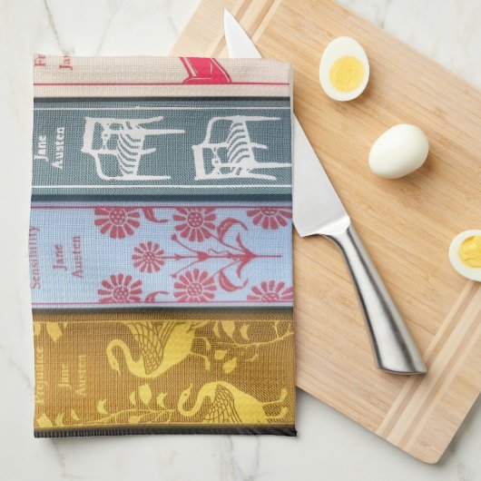 Jane Austen's books Geschirrtuch (Viertel Falte)