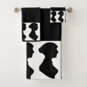 Jane Austens Silhouette auf Schwarz Badhandtuch Set (Insitu)