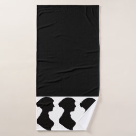 Jane Austens Silhouette auf Schwarz Badhandtuch Set
