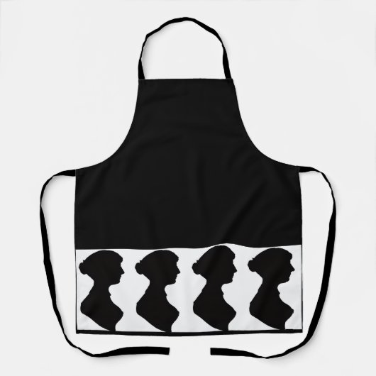 Jane Austens Silhouette auf Schwarz Schürze (Vorderseite)
