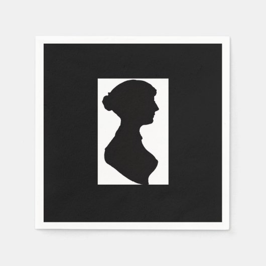 Jane Austens Silhouette auf Schwarz Serviette (Vorderseite)