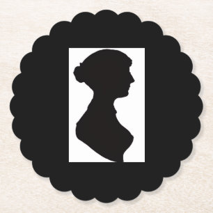 Jane Austens Silhouette auf Schwarz Untersetzer