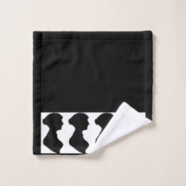 Jane Austens Silhouette auf Schwarz Waschlappen