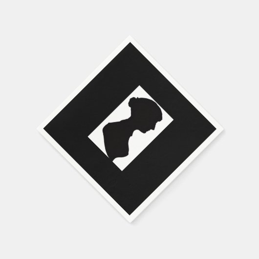 Jane Austen's Silhouette on Black Serviette (Ecke)