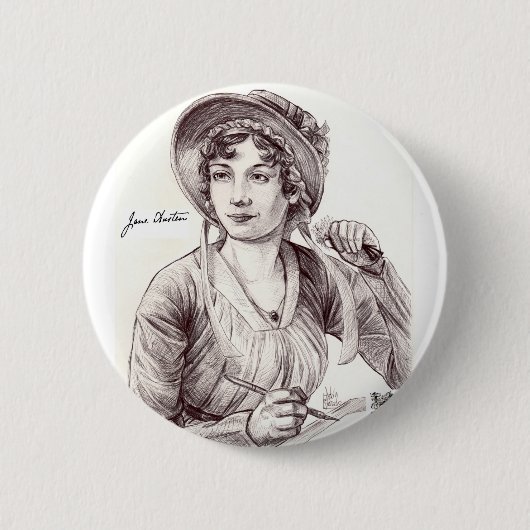 Jane Austin mit einem Lächeln Button (Vorderseite)