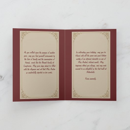 Jane Austin, Pride and Prejudice, Regencycore Karte (Innenseite)