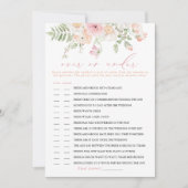 JANE Blush Bloral Over oder Under Bridal Game Card Einladung (Vorderseite)