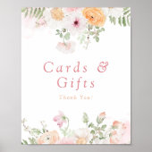 JANE Blush Bloral Petals & Prosecco Karten & Gesch Poster (Vorne)