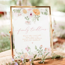 JANE Blush Floral Family Traditionen Bridal Game Poster