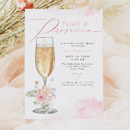 JANE Blush Floral Petals & Prosecco Brautparty Einladung