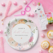 JANE Blush Floral Petals & Prosecco Brautparty Pappteller (Party)