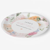 JANE Blush Floral Petals & Prosecco Brautparty Pappteller (Schrägansicht)