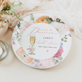 JANE Blush Floral Petals & Prosecco Brautparty Pappteller