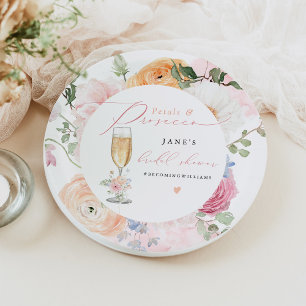 JANE Blush Floral Petals & Prosecco Brautparty Pappteller