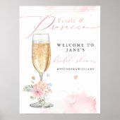 JANE Blush Floral Petals & Prosecco Brautparty Poster (Vorne)