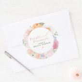 JANE Blush Floral Petals & Prosecco Brautparty Runder Aufkleber (Umschlag)