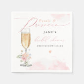 JANE Blush Floral Petals & Prosecco Brautparty Serviette (Vorderseite)