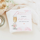 JANE Blush Floral Petals & Prosecco Brautparty Serviette<br><div class="desc">Die Jane Collection verfügt über anmutige Frühlingsfloralen,  blütige Aquarellsteine und einen eleganten Kalligraphieskript-Schriftart. Diese Kollektion ist perfekt für ein klassisches feminines Brautevent.</div>