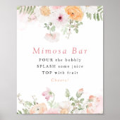 JANE Blush Floral Petals & Prosecco Mimosa Bar Poster (Vorne)