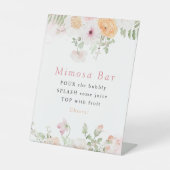 JANE Blush Floral Petals & Prosecco Mimosa Bar Sockelschild (Vorderseite)
