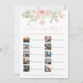 JANE Blush Floral Wo waren sie Bridal Game Card Einladung (Vorderseite)