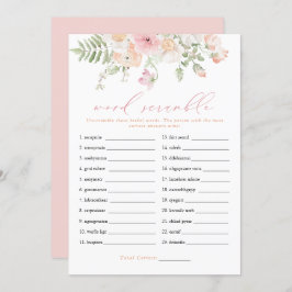 JANE Blush Pink Floral Bridal Word Scramble Game Einladung