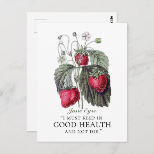 Jane Eyre - Behalten in Good Health - Erdbeeren Postkarte (Vorne/Hinten)