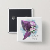 Jane Eyre Bonnet Blume Lila und blau Button (Vorne & Hinten)