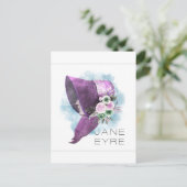 Jane Eyre Bonnet Blume Lila und blau Postkarte (Stehend Vorderseite)