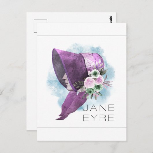 Jane Eyre Bonnet Blume Lila und blau Postkarte (Vorne/Hinten)