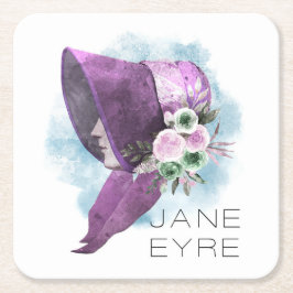 Jane Eyre Bonnet Blume Lila und blau Rechteckiger Pappuntersetzer