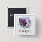 Jane Eyre Bonnet Lila Bonnet und Blume Button (Vorne & Hinten)