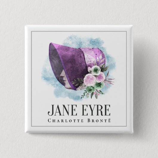 Jane Eyre Bonnet Lila Bonnet und Blume Button (Vorderseite)